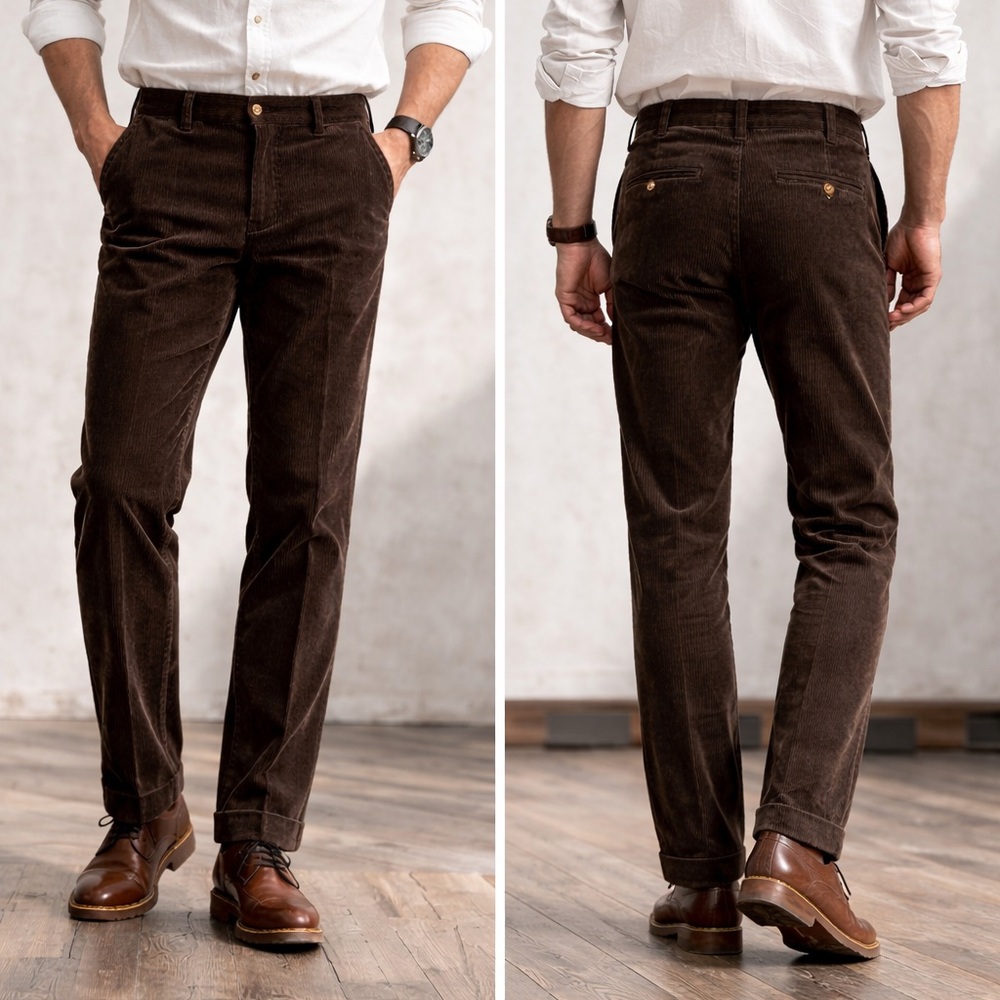 Faconnable Brown corduroy Chinos Classic Khakis